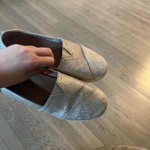 Toms rose gold glittery shoes